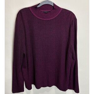 Ming Wang Sweater Women’s XL Pink Black Mock Neck NWT